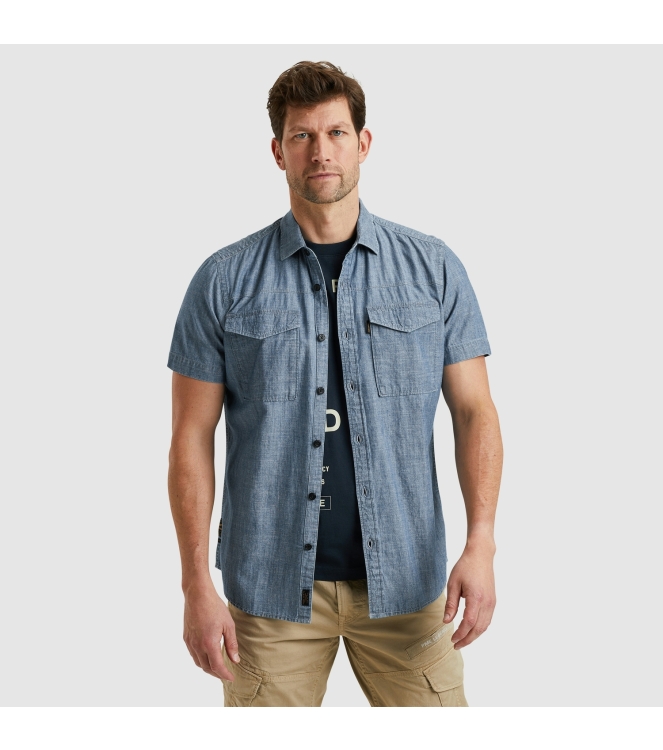 PME Legend Short Sleeve Shirt Indigo Chambray 590 Real indigo