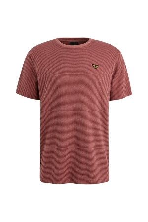 PME Legend Short sleeve r-neck textured strip 4021 Dry rose