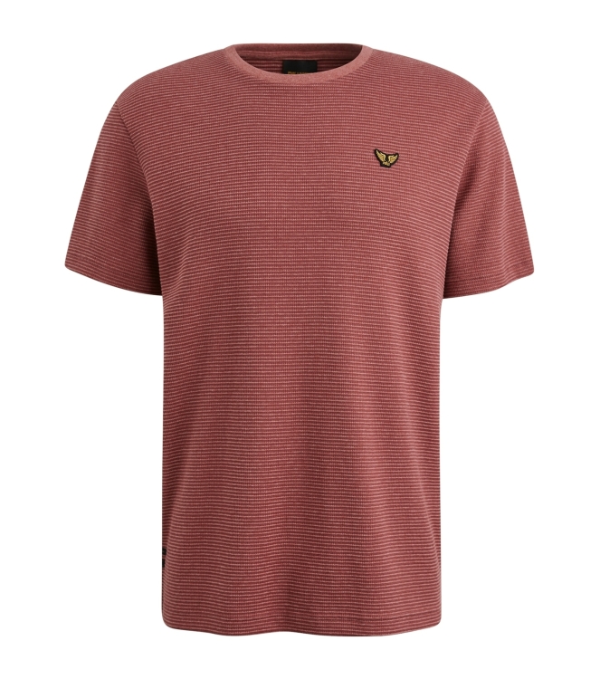PME Legend Short sleeve r-neck textured strip 4021 Dry rose