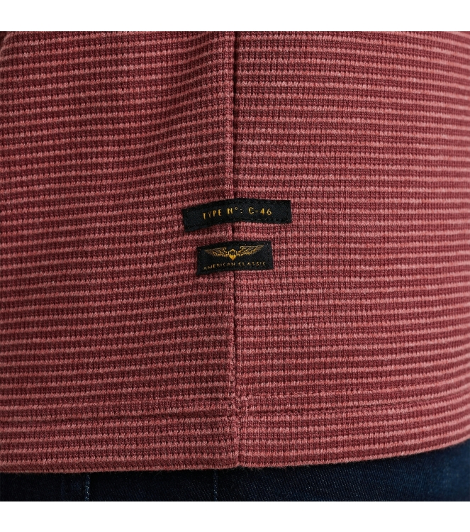 PME Legend Short sleeve r-neck textured strip 4021 Dry rose