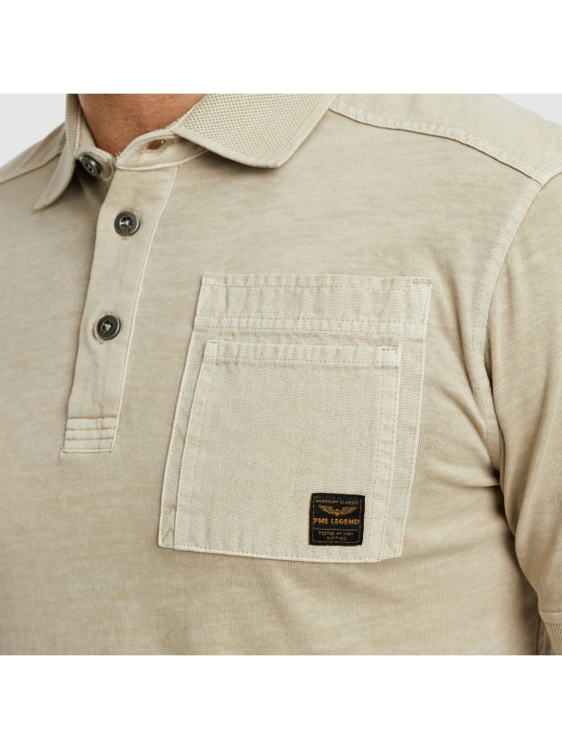 PME Legend Short sleeve polo cargo garment dy 7013 Bone white