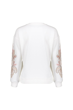 Geisha Sweater embroiderd sleeves 010 Off white