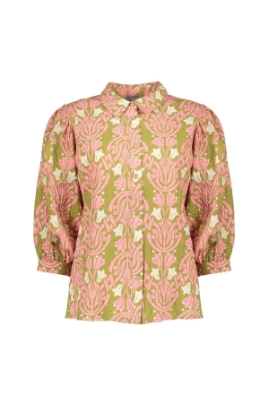 Geisha Blouse 530 Green/pink