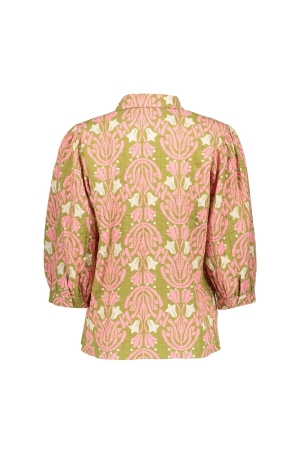 Geisha Blouse 530 Green/pink