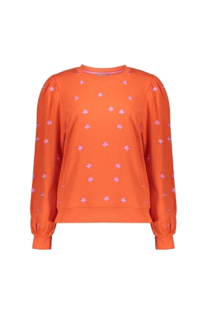 Geisha Sweater embroiderd flowers 220 Coral/pink