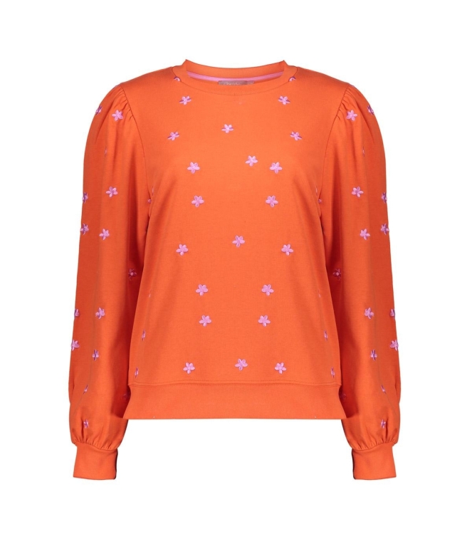 Geisha Sweater embroiderd flowers 220 Coral/pink