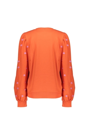 Geisha Sweater embroiderd flowers 220 Coral/pink