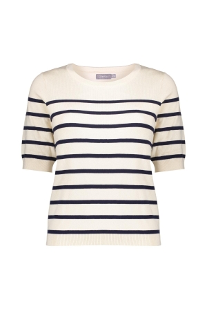 Geisha Pull stripe short sleeves 10 Offwhite/navy