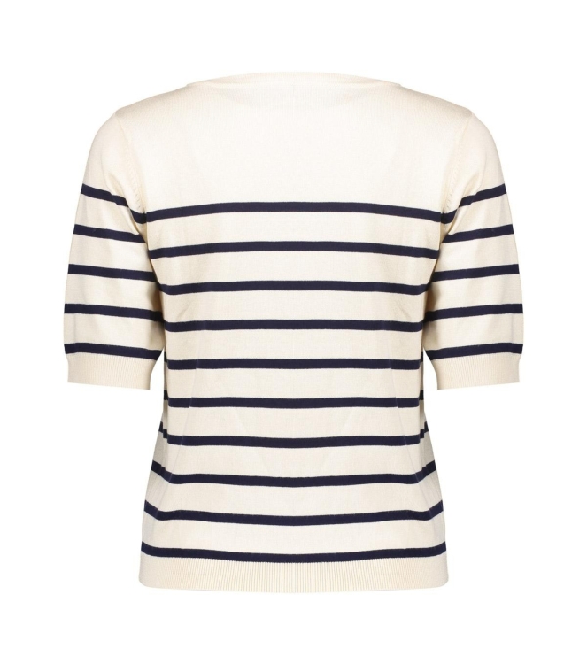 Geisha Pull stripe short sleeves 10 Offwhite/navy