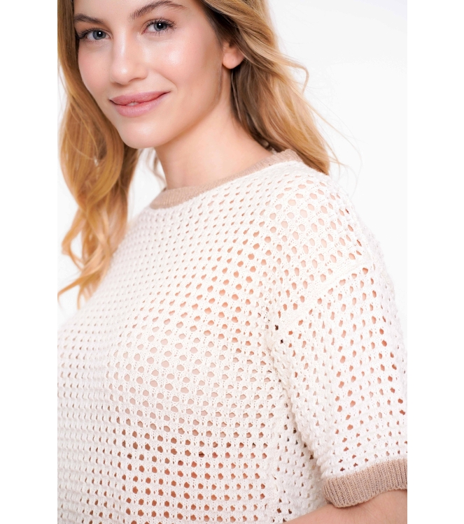 Geisha Pullover crochet 2 colors 010 Off white