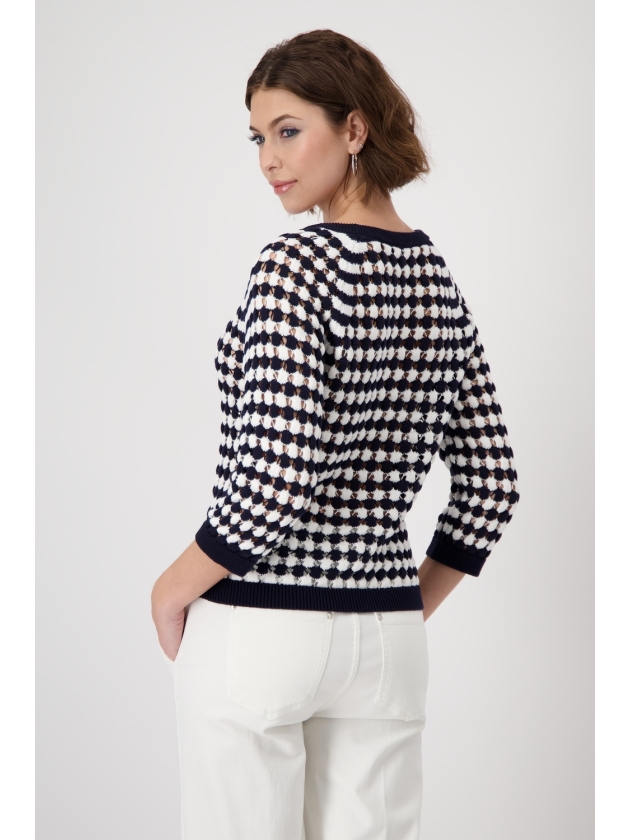 Monari Pullover 798 Deep ocean ringel