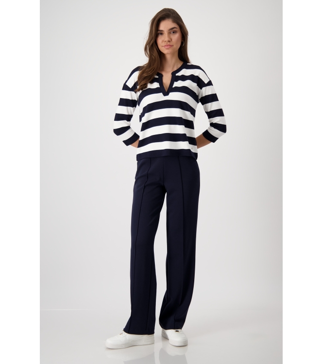 Monari Sweatshirt 798 Deep ocean ringel