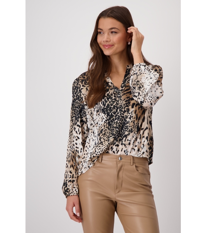 Monari Bluse 141 Creamy beige gemustert