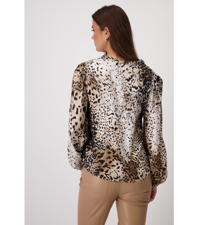 Monari Bluse 141 Creamy beige gemustert