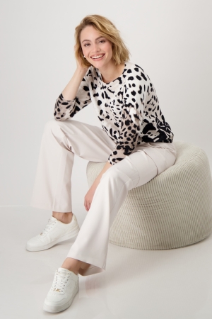 Monari Pullover 141 Creamy beige gemustert