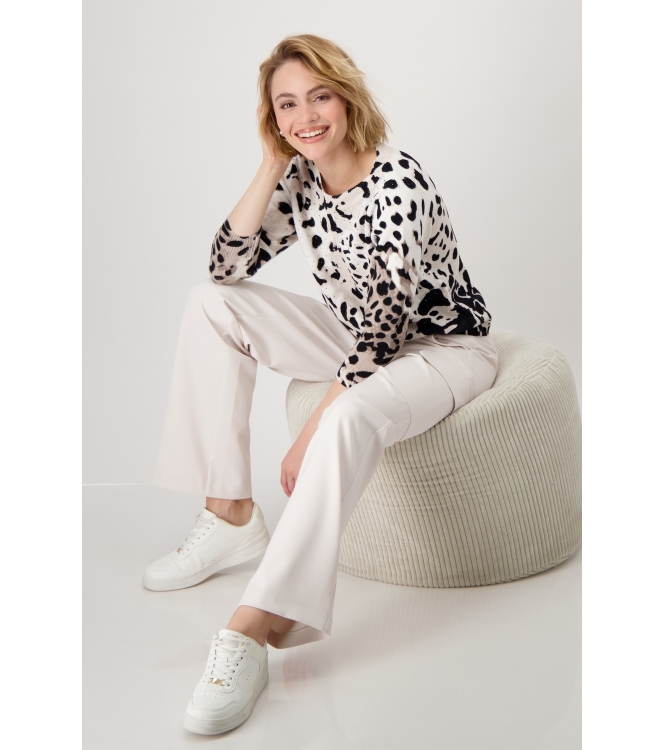 Monari Pullover 141 Creamy beige gemustert