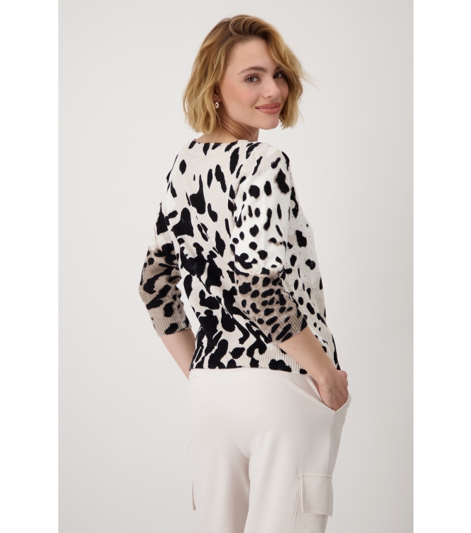 Monari Pullover 141 Creamy beige gemustert