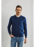 State of Art Pullover V-Neck Plai Kobalt