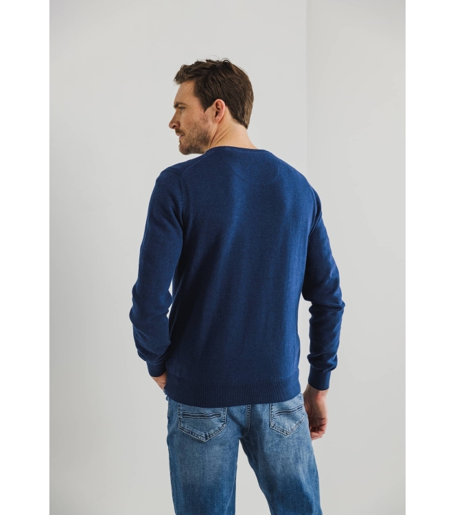State of Art Pullover V-Neck Plai Kobalt