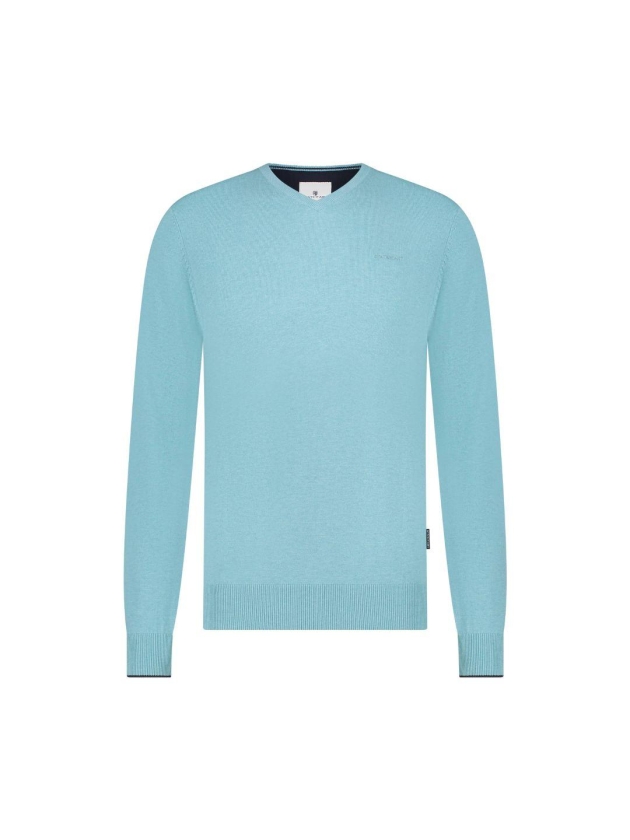 State of Art Pullover V-Neck Plai Mintblauw