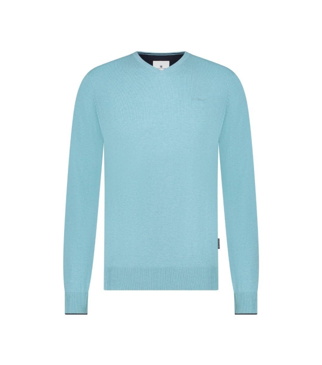 State of Art Pullover V-Neck Plai Mintblauw