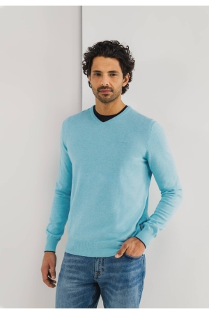 State of Art Pullover V-Neck Plai Mintblauw