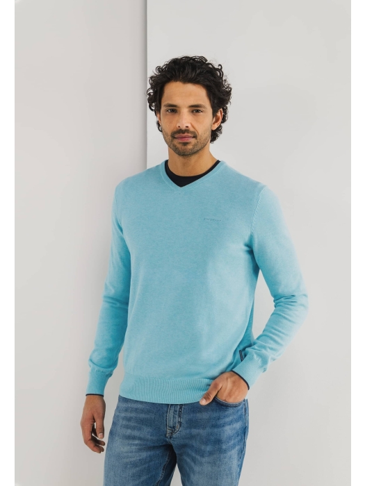 State of Art Pullover V-Neck Plai Mintblauw