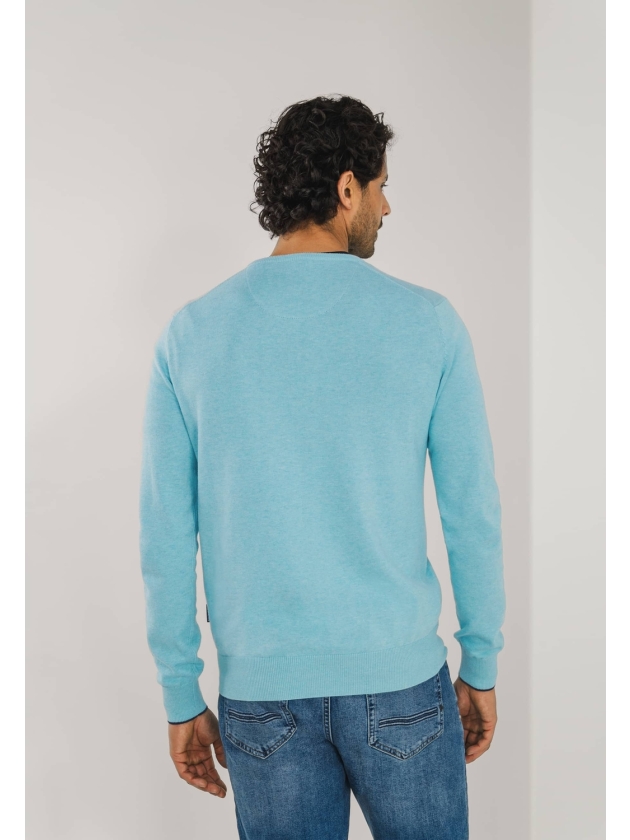 State of Art Pullover V-Neck Plai Mintblauw