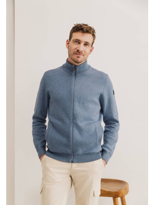 State of Art Cardigan Plain Patte Grijsblauw