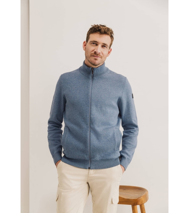 State of Art Cardigan Plain Patte Grijsblauw