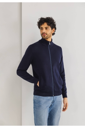 State of Art Cardigan Plain Patte Donkerblauw