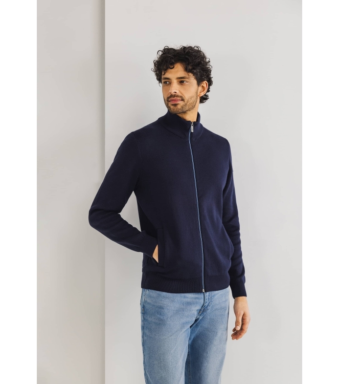 State of Art Cardigan Plain Patte Donkerblauw