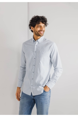 State of Art Shirt LS Striped Oxf Wit