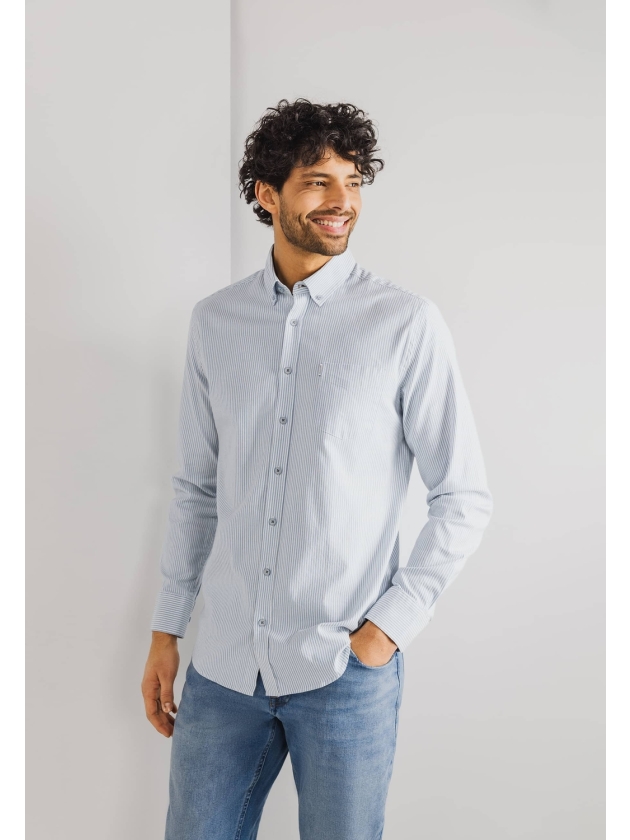 State of Art Shirt LS Striped Oxf Wit