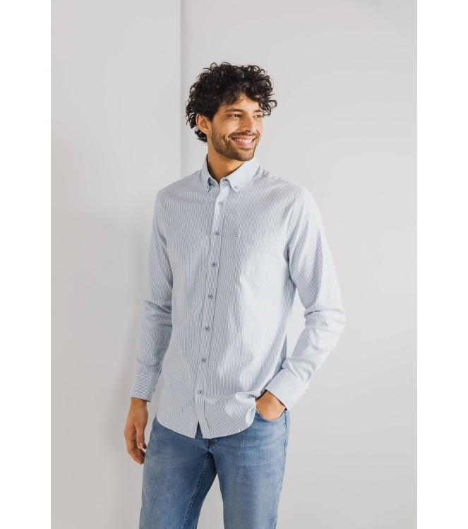 State of Art Shirt LS Striped Oxf Wit