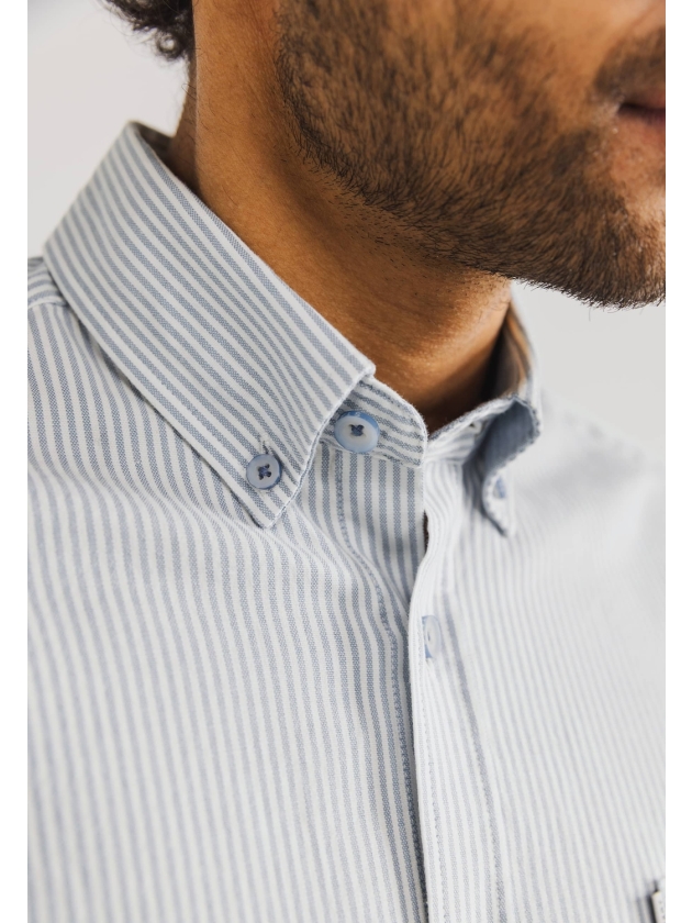 State of Art Shirt LS Striped Oxf Wit