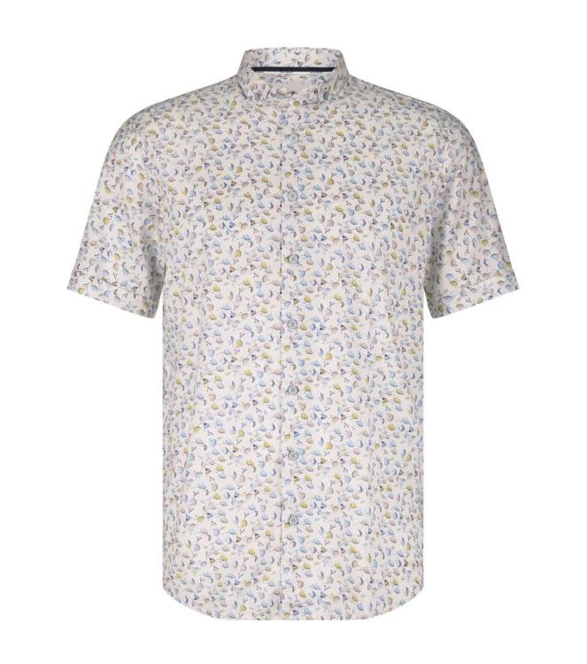State of Art Shirt SS Print Twill wit dessin