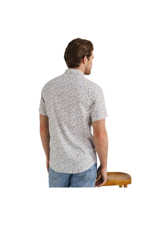 State of Art Shirt SS Print Twill wit dessin