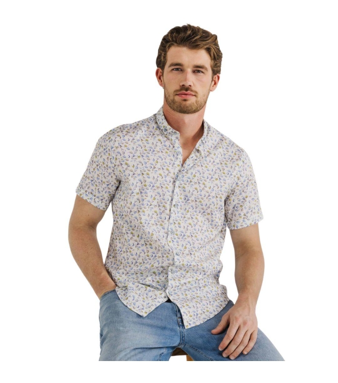 State of Art Shirt SS Print Twill wit dessin