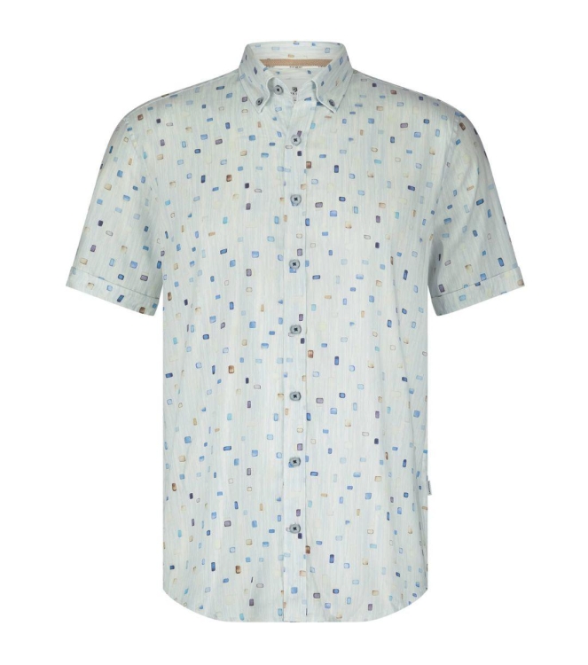 State of Art Shirt SS Print Twill wit dessin