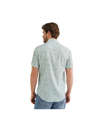 State of Art Shirt SS Print Twill wit dessin