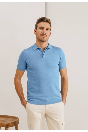 State of Art Poloshirt Knitted SS Grijsblauw