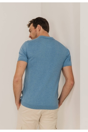 State of Art Poloshirt Knitted SS Grijsblauw