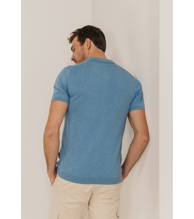 State of Art Poloshirt Knitted SS Grijsblauw