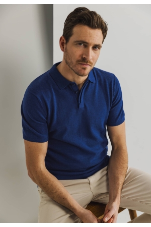 State of Art Poloshirt Knitted SS Kobalt