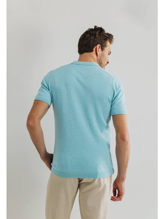 State of Art Poloshirt Knitted SS Mintblauw