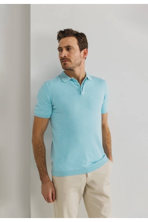 State of Art Poloshirt Knitted SS Mintblauw
