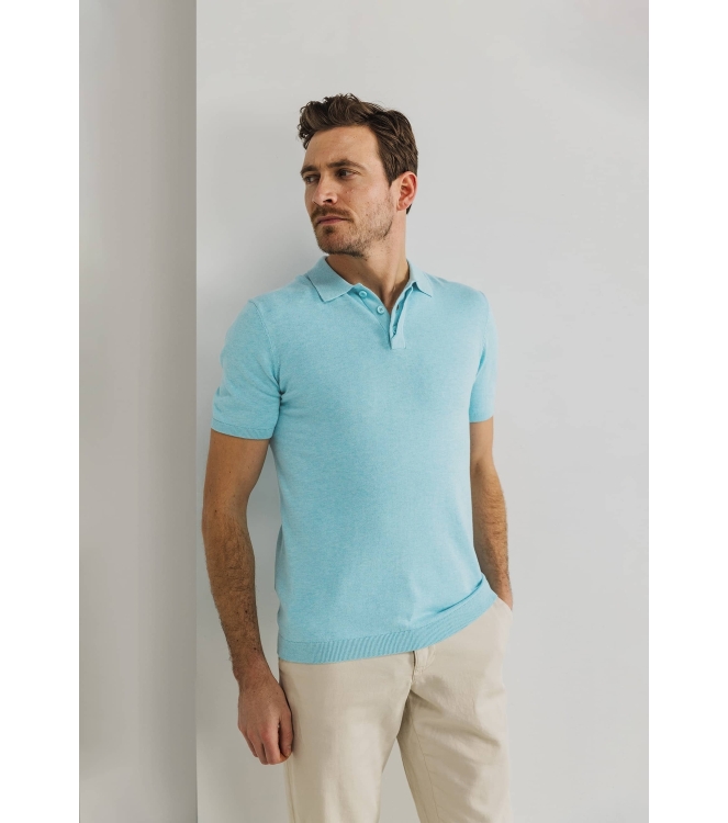 State of Art Poloshirt Knitted SS Mintblauw