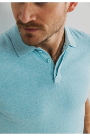 State of Art Poloshirt Knitted SS Mintblauw
