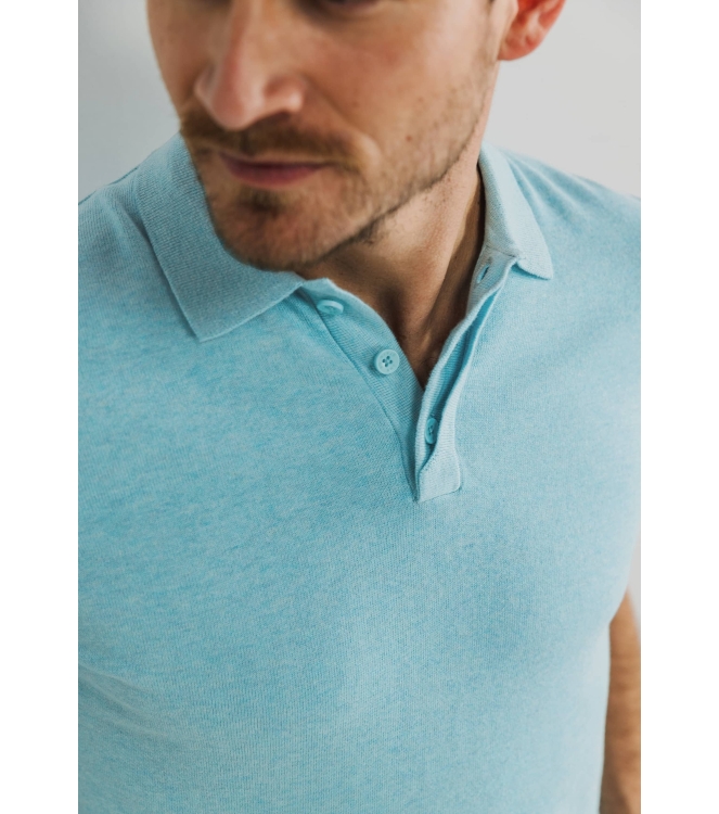 State of Art Poloshirt Knitted SS Mintblauw